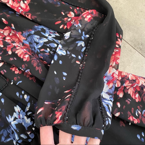 NEW White House black market multi floral sheer chiffon dress size 0 - Picture 8 of 12